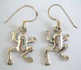 Stamped 925.sterling silver French hook style earring with frog shape design