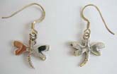 925.stamped sterling silver French hook style earring with dragonfly figure