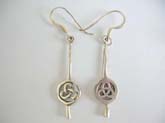 Genius sterling silver French hook style earring with a silver pole though a celtic sign design