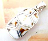 Multi white seashell pieces forming oval shape trendy fashion design sterling silver pendant