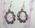 Fashion cameo earrings paired with beaded cameo pendant necklace