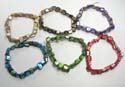 Fashion stretchy bracelet with dyed triangular seashell, assorted color randomly pick
