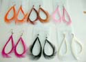Fashion feather earring in pearl-shaped design, assorted color with fish hook backing, assortment pack