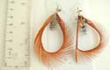 Fish hook fashion earring in cut-out pearl shape with one color feather design, randomly pick by warehouse staffs