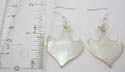 Fashion shell earring with silver edge in heart shape design. Fish hook back 