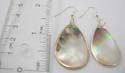 Fish hook shell fashion earring with abalone seashell feature in pearl-shaped design 