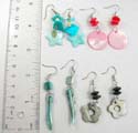 Fashion fish hook earring with genuine dyed seashell in assorted color and design, assortment pack