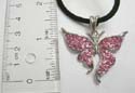 Fashion butterfly pendant necklace with multi mini cz stone embedded. Black thick cord string and lobster clasp. Randomly pick
