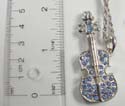 Fashion silver plated twisted necklace holding violin pendant with multi mini cz stone embedded