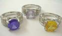Rounded shape cz stone ring in assorted color design
