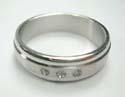 Fashion stainless steel ring with three mini rounded clear cz embedded at center