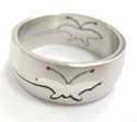 Surgical steel fashion ring with butterfly design on both sides